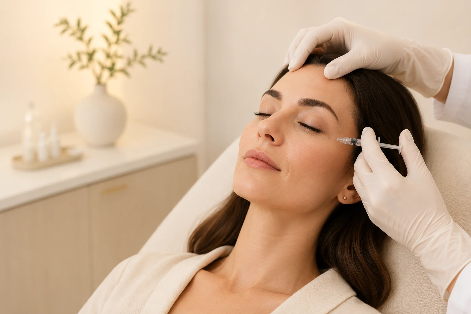 Aesthetic treatment being administered