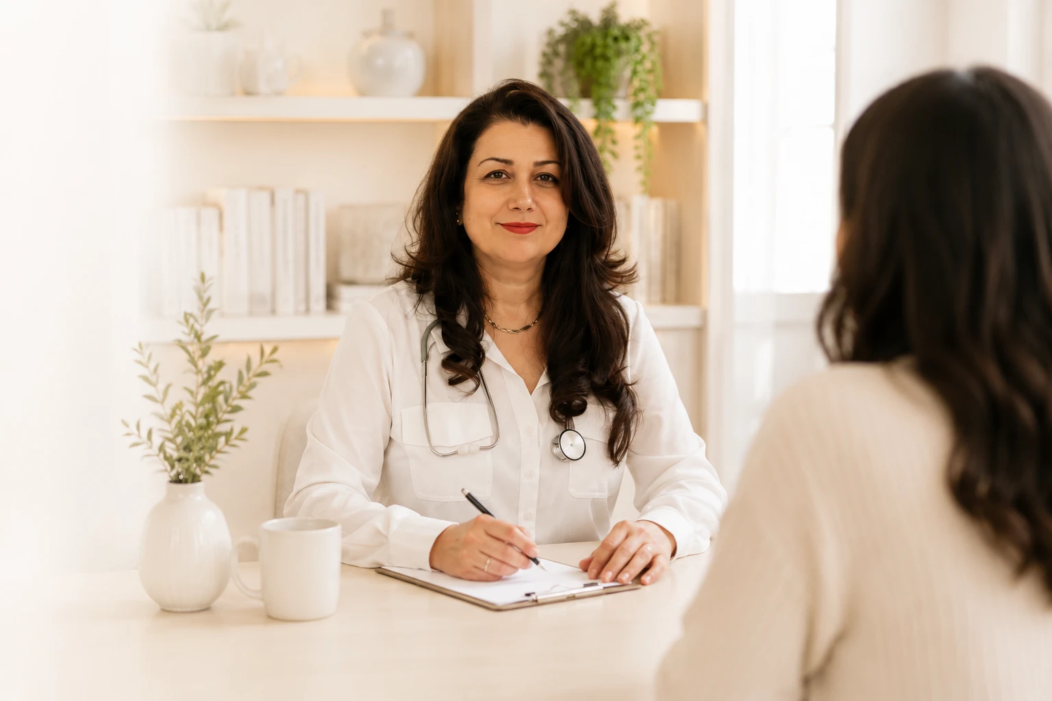 Dr. Rosita Fatemi consulting with a patient